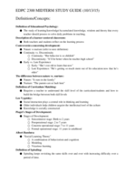 EDPC 2300 MIDTERM STUDY GUIDE