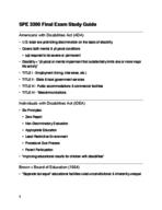 SPE 3300 Final Exam Study Guide
